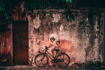 Art, Children, Wall, Old, Graffiti, Bicycle HD wallpaper