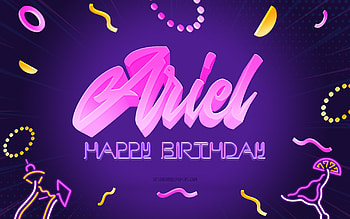 Happy Birtay Ariel, , Purple Party Background, Ariel, creative art, Happy Ariel birtay, Ariel name, Ariel Birtay, Birtay Party Background HD wallpaper