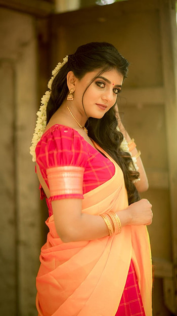 Gabrielle Carlton, saree beauty HD phone wallpaper