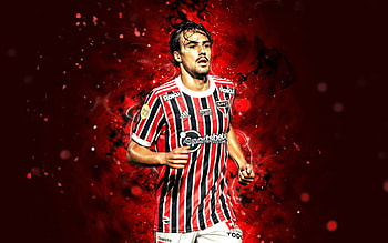 Igor Gomes, , red neon lights, Sao Paulo FC, brazilian footballers, SPFC, soccer, Igor Silveira Gomes, Brazilian Serie A, football, Brazil, Igor Gomes , Igor Gomes Sao Paulo FC HD wallpaper