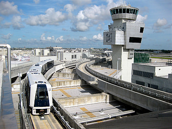 Miami International Airport, Crystal Mover Services, Skytrain transportation, Airport convenience HD wallpaper