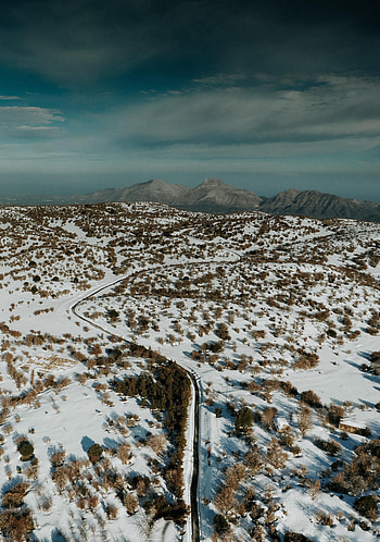 Nature, Mountains, Snow, View From Above, Road HD phone wallpaper
