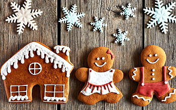 Snowflakes, Gingerbread House HD wallpaper