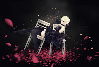 Saber alter, chairs, dark dress, Fate/Grand Order HD wallpaper