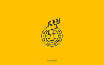 Lithuania national football team, yellow background, football team, emblem, UEFA, Lithuania, football, Lithuania national football team logo, Europe HD wallpaper