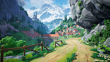 Fantasy Mountain City -, fantasy, city, fantasy city HD wallpaper