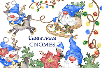 Christmas Gnome, sliegh, christmas, gnomes, blue, winter, holiday HD wallpaper