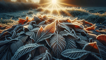 Frosty Leaves on a Cold Morning, frost, nature, leaf, sunrise HD wallpaper