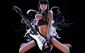 Guitar Babe, music, guitars, girls, fantasy HD wallpaper