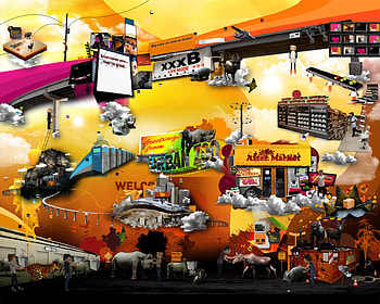Urban Zoo, colorful, urban, abstract, fantasy, art, graffiti, zoo HD wallpaper