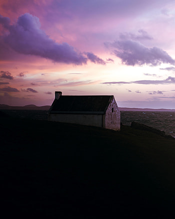 Nature, Sea, Twilight, Building, Shore, Bank, House, Dusk HD phone wallpaper