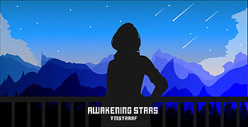 AWAKENING STARS, Calmness, Dreams, Woman, Mountains, Falling Stars, Hope, Blue, Sky HD wallpaper