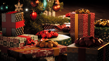 Christmas joy, Festive celebration, Warm holiday spirit, Gift-filled moments HD wallpaper