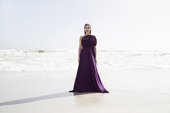 Purple Color Dress Girl Outdoors, girls, model HD wallpaper