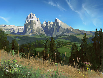 Grass, Art, Rock, Forest HD wallpaper