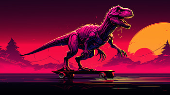 Skate Dino, skateboarding, dinosaur, AI Art HD wallpaper
