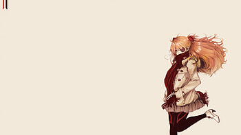 Asuka Langley, White, Girl, Orange, Scarf, Long Hair, Asuka HD wallpaper