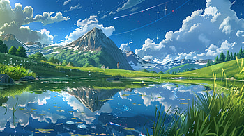 Serene Anime Landscape Reflection -, Anime, anime landscape, reflection HD wallpaper