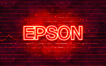 Epson red logo, , red neon lights, creative, red abstract background, Epson logo, brands, Epson HD wallpaper