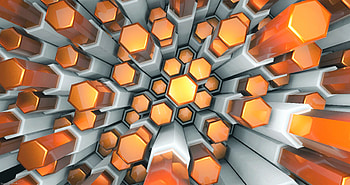 Hexagonal structure, abstract, orange HD wallpaper