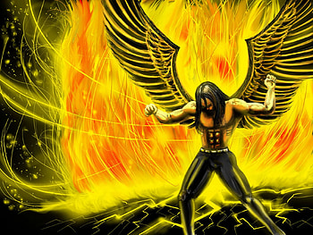 the power, destruction, wings, power, devil, fire HD wallpaper