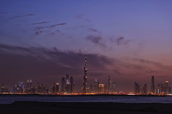 Dubai, cityscape, minimal, night HD wallpaper