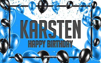 Happy Birtay Karsten, Birtay Balloons Background, Karsten, with names, Karsten Happy Birtay, Blue Balloons Birtay Background, Karsten Birtay HD wallpaper