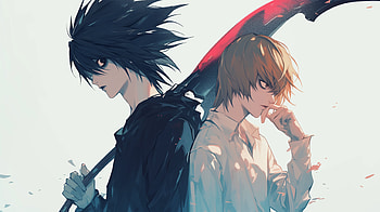 Death Note Anime - Light Yagami and L Face-Off, Anime, Death Note, Light Yagami, L (Death Note) HD wallpaper