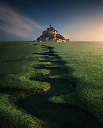 Mont saint Michel, atmosphere, sky HD phone wallpaper