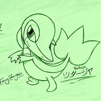 snivy, drawing, green, cute, grass HD wallpaper
