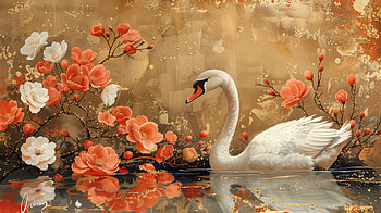 Elegant Swan Amidst Floral Bliss, swan, bird HD wallpaper