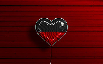 I Love Nijmegen, , realistic balloons, red wooden background, Day of Nijmegen, dutch cities, flag of Nijmegen, Netherlands, balloon with flag, Nijmegen flag, Nijmegen HD wallpaper