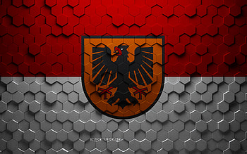 Flag of Dortmund, honeycomb art, Dortmund hexagons flag, Dortmund, 3d hexagons art, Dortmund flag HD wallpaper