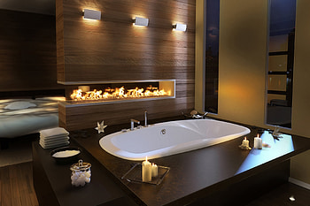 Fire, Interior, Candles, Miscellanea, Miscellaneous, Room, Bathroom, Bath HD wallpaper