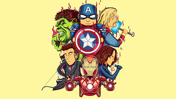 Little Avengers, art, Superheroes , Cartoon style HD wallpaper