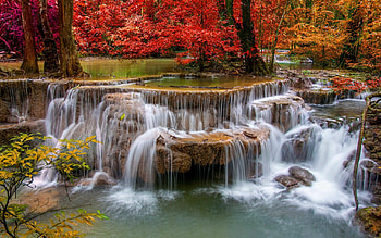 Waterfall, Captivating view, Scenic beauty, Immersive experience HD wallpaper