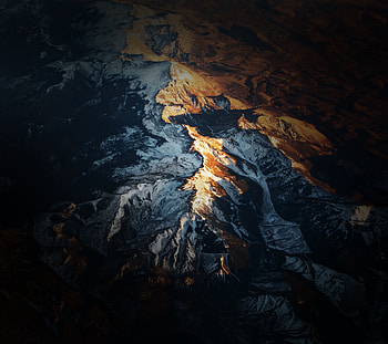 Mountains, aerial view, landscape, range HD wallpaper