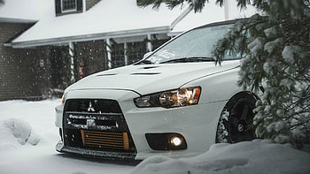 Snow, Lancer Evo HD wallpaper