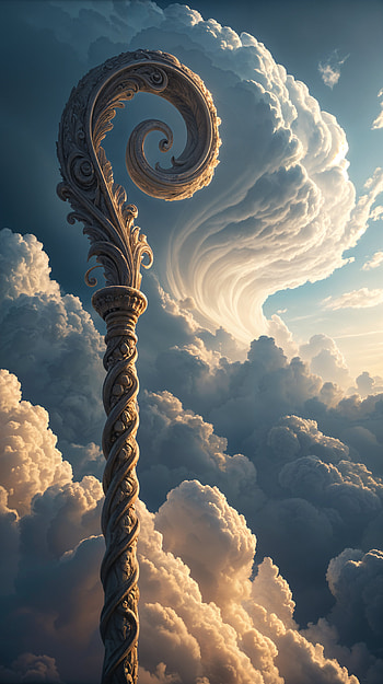 Celestial Staff: A Dreamy , cloud, fantasy, swirl, sky HD phone wallpaper