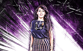Amel Bent, grunge art, french singer, music stars, french celebrity, violet abstract rays, Amel Bent Bachir, superstars, Amel Bent HD wallpaper