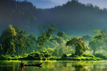 Painting of Nature, neat, boat, entrancing, green, gorgeous, beauty, stunning HD wallpaper