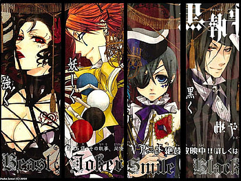 Circus Act, gothic, black, smile, sebastian, noahs ark, ciel, joker, anime, kuroshitsuji, circus, beast HD wallpaper