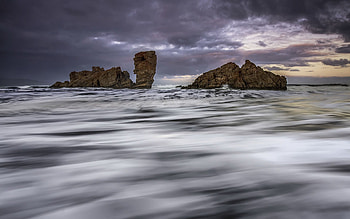 Nature, Stones, Sky, Flow, Evening, Island HD wallpaper