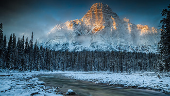 ... Background Full . mountain, river, snow, nature HD wallpaper