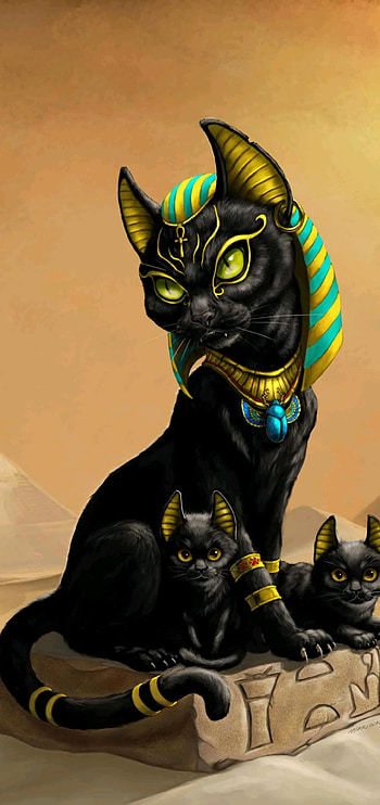 Panteon Egipcio 05, art, egipto, egypt, gato, cat, animal, pantheon HD phone wallpaper