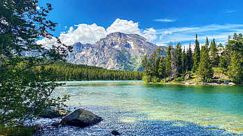 Another gorgeous Tetons view, landscape, clouds, trees, sky, mountains, water, wyoming, usa HD wallpaper