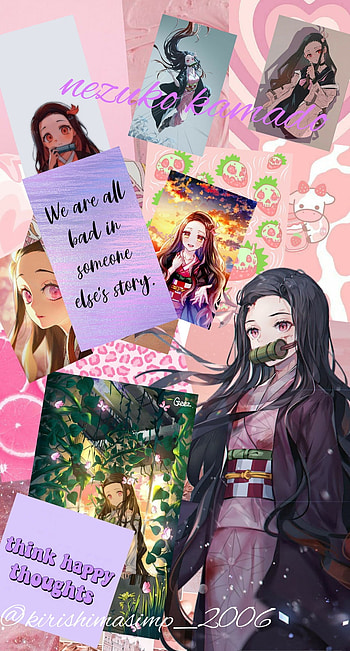 Nezuko kamado, pink, purple, cute, anime HD phone wallpaper
