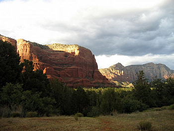 Oak Creek Canyon, sky, canyon, rock, tree HD wallpaper