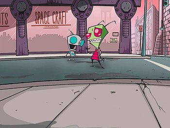 Invader Zim — Zim & GIR on the Street, Invader Zim, TV Show HD wallpaper