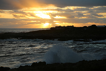 Nature, Sunset, Sea, Waves, Shore, Bank, Spray HD wallpaper
